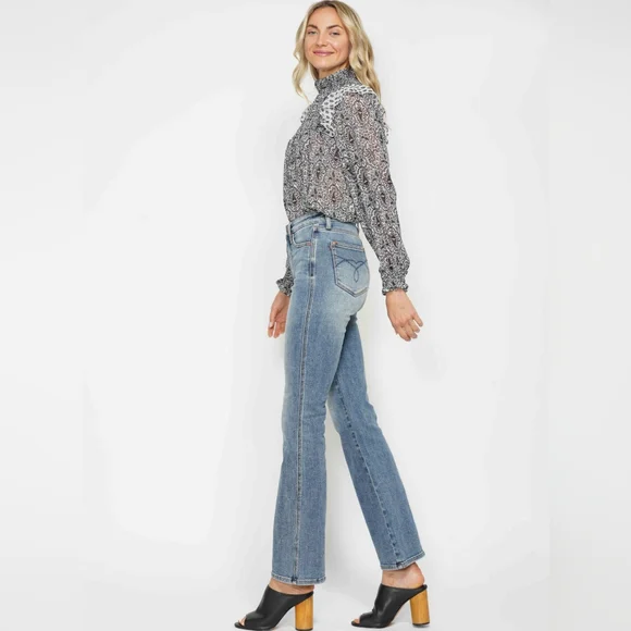 Judy Blue Tummy Control High-Rise Slim Bootcut Regular Inseam Jeans Denim Pants - Picture 6 of 16